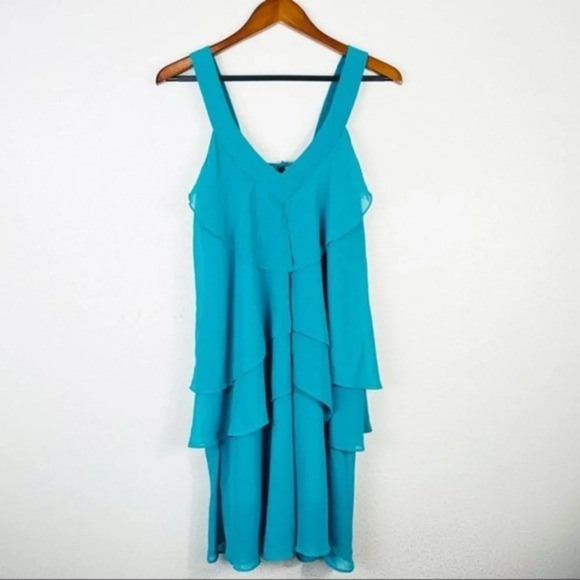 MM COUTURE BY MISS ME Turquoise Ruffled Dress New Medium - Picture 4 of 11